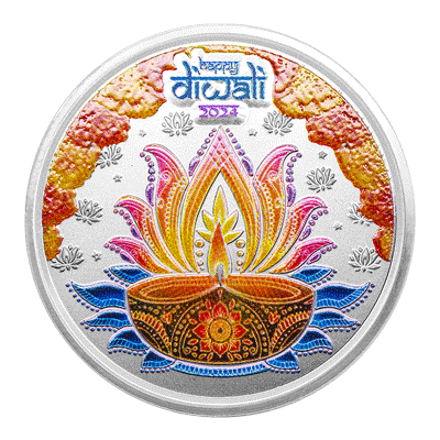 A picture of a 1 oz TD Diwali Silver Round (2024)